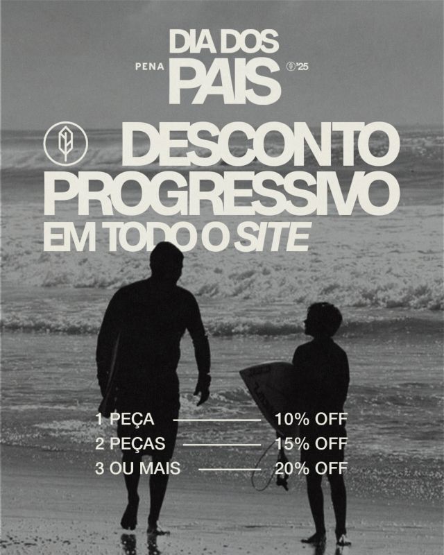 Pai é aquele que ensina com o exemplo, compartilha momentos e te leva mais longe.
Neste Dia dos Pais, presenteie com significado.

Desconto progressivo em todo o site:
1 peça = 10% OFF | 2 peças = 15% OFF | 3 ou mais = 20% OFF
__
#diadospaispena #pena